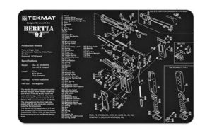 TekMat, Beretta 92 Pistol Mat, 11"x17", Black, Includes Small Microfiber TekTowel, Packed in Tube
